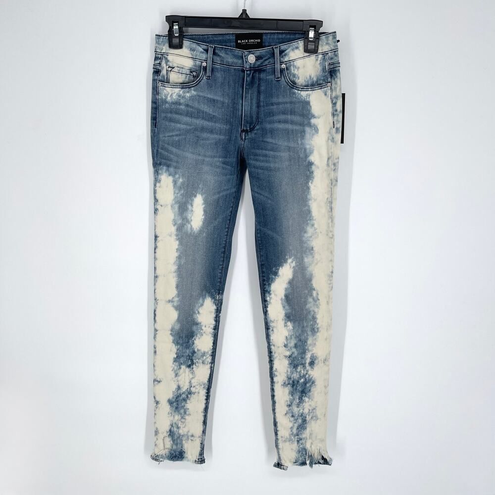 Black Orchid Denim NEW Liquify Jude Mid Rise Super Skinny Jeans Sz 26 Raw Hem